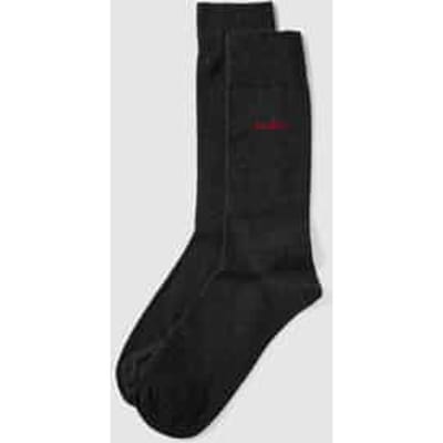 HUGO logo sokken (2-pack) - herensokken katoen - antraciet grijs