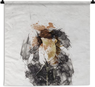 Wandkleed - Wanddoek - Roos - Bloemen - Verf - 60x60 cm - Wandtapijt