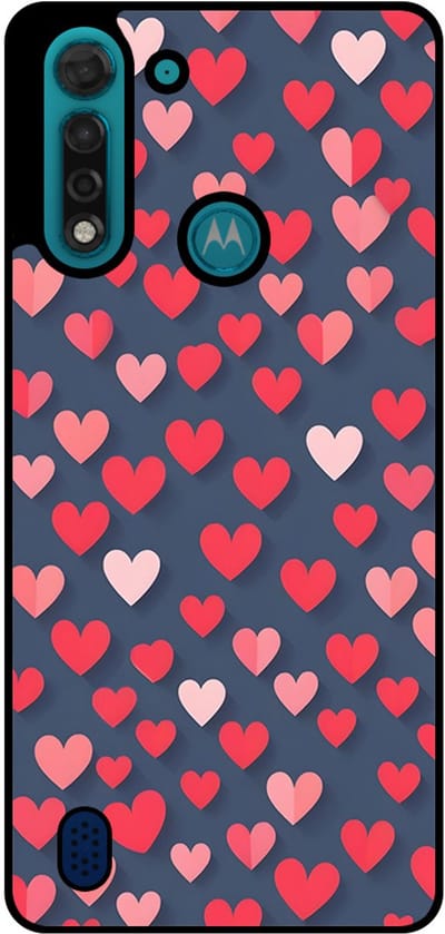 Smartphonica Telefoonhoesje Geschikt voor Motorola Moto G8 Power Lite met Roze en Rode Hartjes Opdruk - TPU Backcover Case With Rosé and Red Heart Design geschikt voor Motorola Moto G8 Power Lite