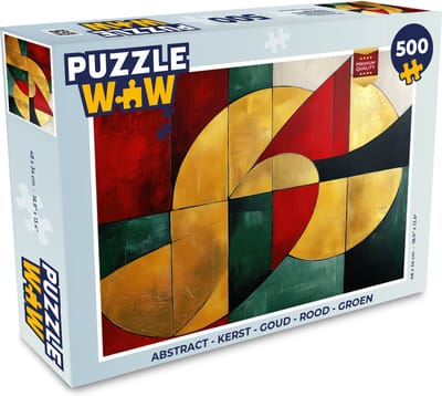 Puzzel Abstract - Kerst - Goud - Rood - Groen - Legpuzzel - Puzzel 500 stukjes - Kerst - Cadeau - Kerstcadeau voor mannen, vrouwen en kinderen
