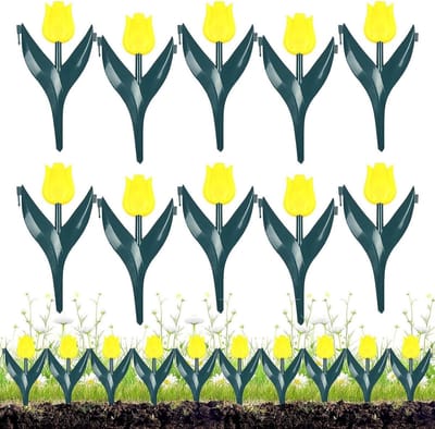 Bloembedrand Set - Tuinafscheiding Decoratie - Tuinranden Maken - Flexibel Weerbestendig - 10 Stuks - Geel