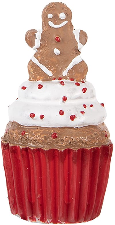 Clayre & Eef Kerstdecoratie Beeld Cupcake Ø 5x8 cm Rood Kunststof
