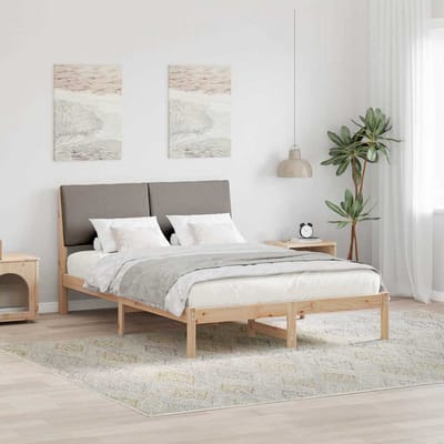 vidaXL - Bedframe - Bruin - en - taupe - 160 - x - 200 - cm - Massief - grenenhout