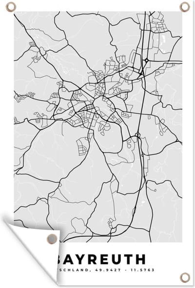 Muurdecoratie Bayreuth - Kaart - Stadskaart - Plattegrond - Duitsland - 120x180 cm - Tuinposter - Tuindoek