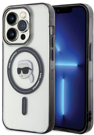 Karl Lagerfeld iPhone 15 Pro Hardcase hoesje – Magsafe Compatible – Karl’s Head – Transparant