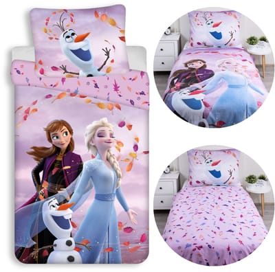 Frozen Elsa Anna Olaf DUBBELZIJDIG, katoenen kinderbeddengoed met ritssluiting, 100% KATOEN 140x200cm+70x90cm OEKO-TEX