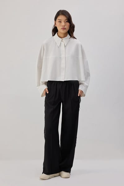 Touché Privé - Crêpe broek met franjes - Zwart - Dames