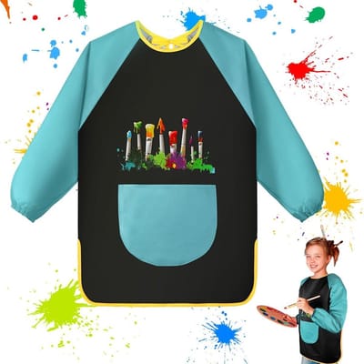 Allecto - Schilderschort voor kinderen - Kinderschort met zakken - Waterdicht en kleurrijk - Geschikt voor kunst en koken - 7-12 jaar - Perfect voo...