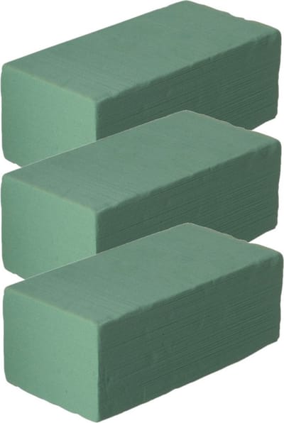 Steekschuim/oase - Set van 3x stuks - nat - groen - 23 x 7,5 x 11 cm - rechthoekig - Bloemstukken/kerststukjes maken