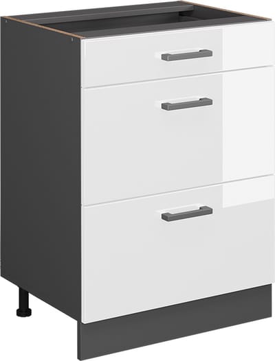 Vicco R-Line Keukenonderkast – 60 cm met laden, zonder werkblad Wit Hoogglans