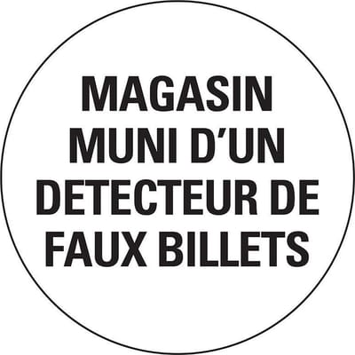 Pickup Pictogram rond diameter 20 cm - Magasin muni detecteur faux billets
