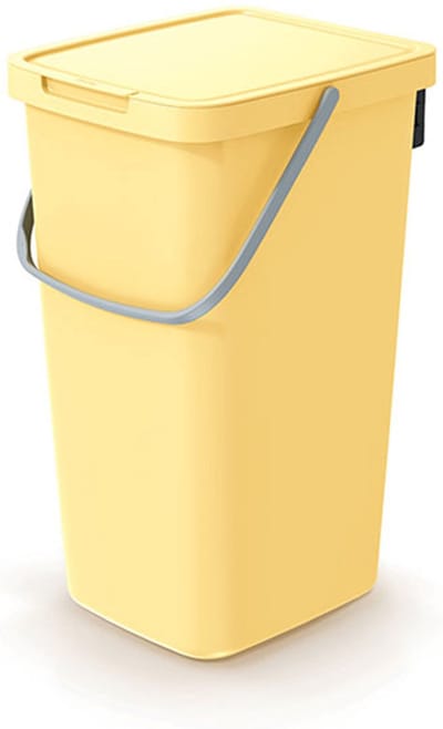 Keden GFT of rest afvalbak - geel - 25L - afsluitbaar - 26 x 29 x 48 cm - klepje/hengsel - afval scheiden