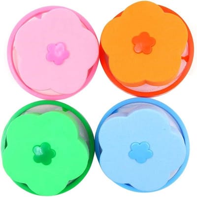 Allecta - Herbruikbare drijvende netfilterzakken voor wasmachine - 4 stuks - draagbare haarfilters - blauw, roze, oranje, groen