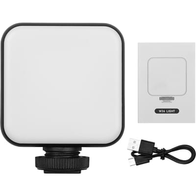 W36 Mini Video LED-lamp 5600K Dimbaar 4W Type-C Ingebouwde oplaadbare batterij met 3 koude zwart