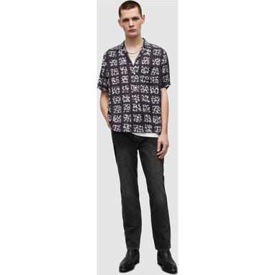 AllSaints Cube Ss Shirt Jet Black Size: M | Casual Shirts Outlet | Heren | Zwart