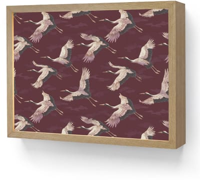 Wandlamp 40x30 cm - Oplaadbaar - Kraanvogels - Klassiek - Bordeaux - Wandlampen binnen woonkamer - Slaapkamer lamp - Decoratieve nachtlamp - Vloerlamp draadloos