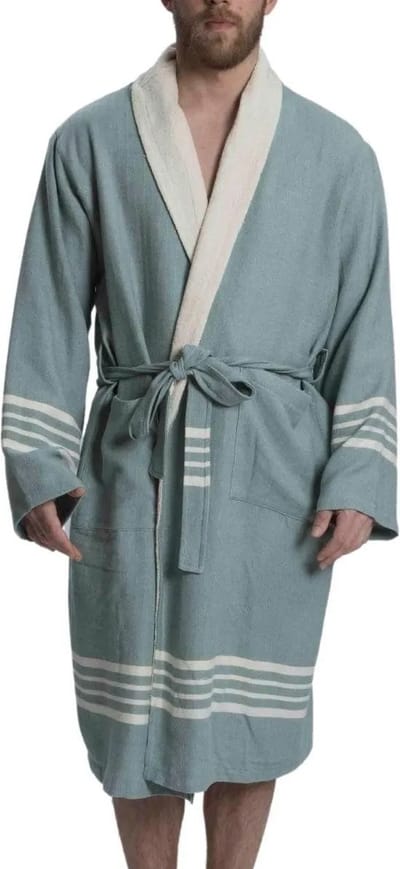 Gevoerde Hamam Badjas Krem Sultan Almond Green - XXXL - Hotelkwaliteit - Sjaalkraag - Luxe badjas - Badstof - Sauna Badjas - Ochtendjas - Badmantel