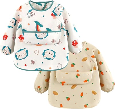 Wasbare Slabbetjes met Mouwen - 2 Stuks, Waterdicht en Geschikt voor Buitenspelen en Eten, Perfect voor Kinderen