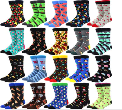 Heren Sokken - 24 paar - giftbox - grijs - blauw - zwart - bruin - groen - mix - leuke print - 40 - 46 - cadeau - voor hem - Kerst cadeau - verjaardagcadeau - geschenk man