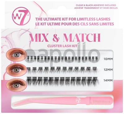 W7 Mix & Match Cluster Lash Kit Nepwimpers With Applicator glue included +lijm