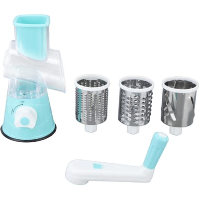 4 in 1 Roterende Kaasrasp Tafelmodel Trommelrasp Handmatige Groentesnijder met Handvat L(for 6.5-9kg) white