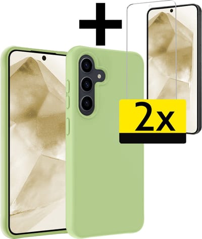 Hoesje - Met 2x Screenprotector - Geschikt voor Samsung Galaxy A55 - Sterk & Shockproof - Back Cover - Siliconen Case - Telefoon Hoes - Telefoonhoesjes - Groen