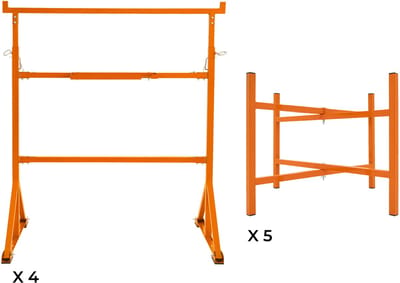 Metsersschraag x 4 & mortelstandaard x 5 - 500 mm - oranje staal