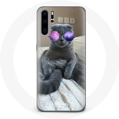Hoesje voor Huawei P30 Kat met paarse bril paars
