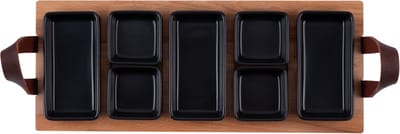 Bowls and Dishes Borrelplank | Serveertray | Dienblad | BBQ tip! 49cm 5-vaks met schaaltjes zwart