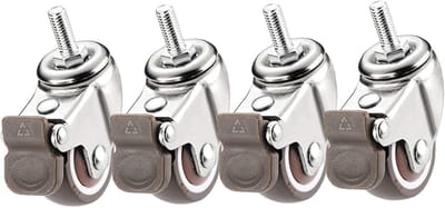 Meubelwielen Set - Transportwielen Zwenkwielen - Meubels Verplaatsen - Met Remmen - 50mm Diameter - Zwart