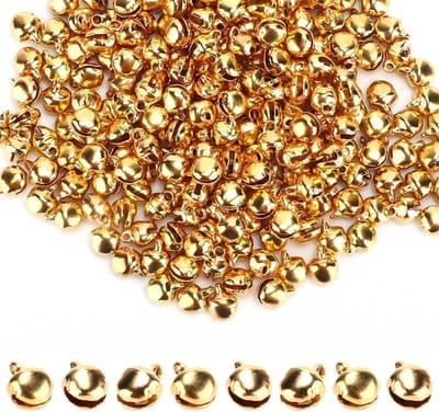 300 Stuks 6mm Handgemaakte Mini Belletjes voor Sieraden Maken en Kerstdecoratie - Gouden Belpendanten