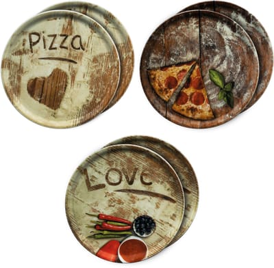 MamboCat Set van 6 pizzaborden 33cm 2x olijf + 2x salami + 2x pizza