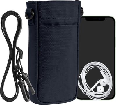 kwmobile Telefoontasje geschikt voor XXL - 7" - Universeel smartphone hoesje van canvas - Met telefoonkoord - In donkerblauw