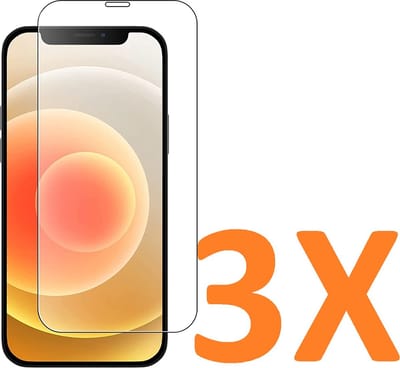 Screenprotector Glas - Tempered Glass Screen Protector - 3x Geschikt voor: Apple iPhone 12 en iPhone 12 Pro (6.1-Inch)