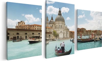Artaza Canvas Schilderij Drieluik Basiliek San Marco in Venetië op het Water - 120x60 - Foto Op Canvas - Canvas Print