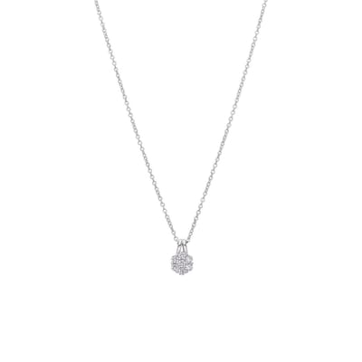 Lucardi Dames Zilveren ketting met zirkonia voor dames - Ketting - 925 Zilver - Zilverkleurig - 45 cm