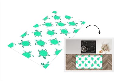 Keukenloper - Loper keuken - Patroon - Schildpad - Groen - 120x60 cm - Keukenloper vinyl