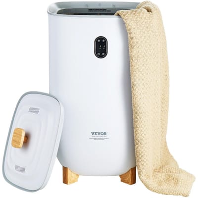 Seau Chauffant Serviettes Grand Modèle 35L avec Écran LED Fonction Séchage et Minuterie Blanc