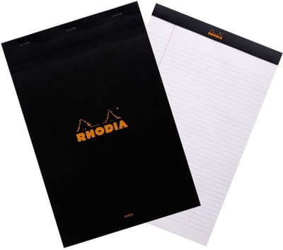 Rhodia Notitieblok - Schrijfblok - N19 - Gelijnd - 21x31,8cm - 80g - zwart - 80 vel