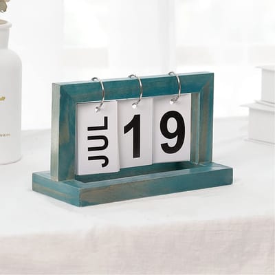 Dailygoods- Eeuwige Kalender Houten Flipkalender - Tafelkalender 2026 - Vintage Stijl - Eiken Hout - 20 x 9 x 12 cm - Geschikt voor Tafeldecoratie
