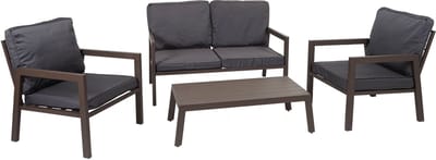 Set MCW-L64, tuinlounge Tuinset Lounge-set Zitgroep Bank, metaal ~ Bekleding grijs