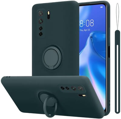 Cadorabo Hoesje geschikt voor Huawei NOVA 6 SE / P40 LITE / NOVA 7i in LIQUID GROEN - Beschermhoes van flexibel TPU silicone Case Cover met ring