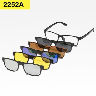 1/6 En 1 Clip Magnétique Lunettes de Soleil Polaroid Monture de Lunettes de Soleil pour Hommes Femmes Optique Personnalisée polarized black