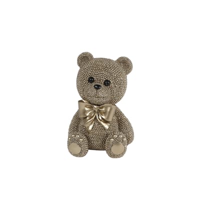 Van Manen teddybeer sculptuur goud polystone decoratie cadeau.