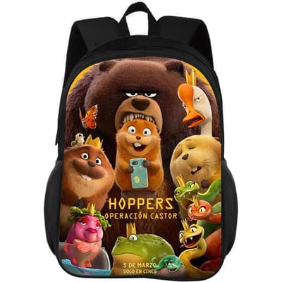 Hoppers Cartoon Film Geprinte Rugzak voor Jongens Meisjes Cartoon Schooltas Kinder Boekentas Rucksack Tassen Mochila black