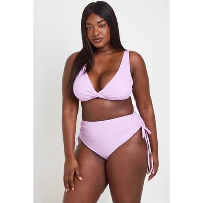 boohoo Dames Plus Zwemkleding Essentials Buikcontrole Hoge Taille Slip | Lila | Maat: 50