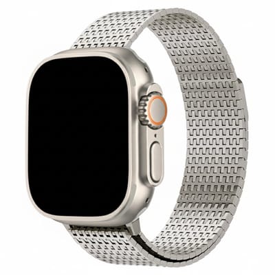 Luxe Milanees bandje - geschikt voor Apple Watch 1/2/3/4/5/6/7/8/9/10/11/ SE (1,2,3) met maat 38 mm / 40 mm / 41 mm en 42 mm (Watch 10/11) - magneet sluiting - titanium goud