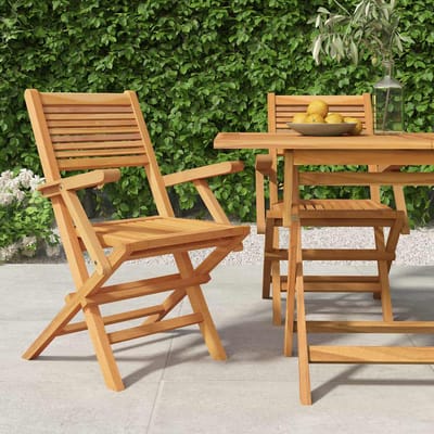 vidaXL - Opklapbare - stoelen, - 2 - stuks, - 55x62x90 - cm, - massief - teakhout