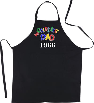 Mijncadeautje - Schort - World's Best Dad - geboortejaar -mooie en exclusieve keuken- of barbecueschort - 100% katoen - zwart