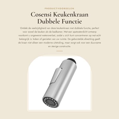 Dailygoods- Keukenkraan Dubbele Functie - Uittrekbare Uitloop - Spatwaterdicht Ontwerp - Hoogwaardig ABS-Materiaal - Eenvoudige Installatie - Waterbesparend - Douchekop